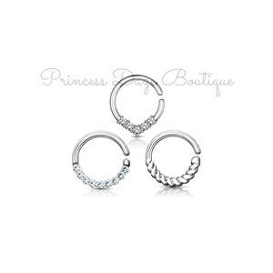Silver 3 Pcs Hoops for‎ Septum, Nose and Cartilage Piercings